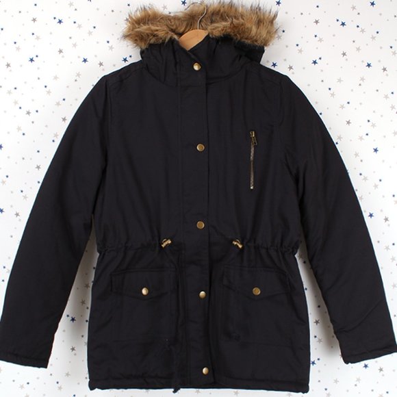 Navy Faux Fur Hooded Utility Parka Jacket - Picture 6 of 7